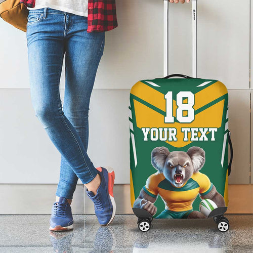 Custom Australia Rugby Luggage Cover Koala Mascot Sporty Style - Aussie Hoodie
