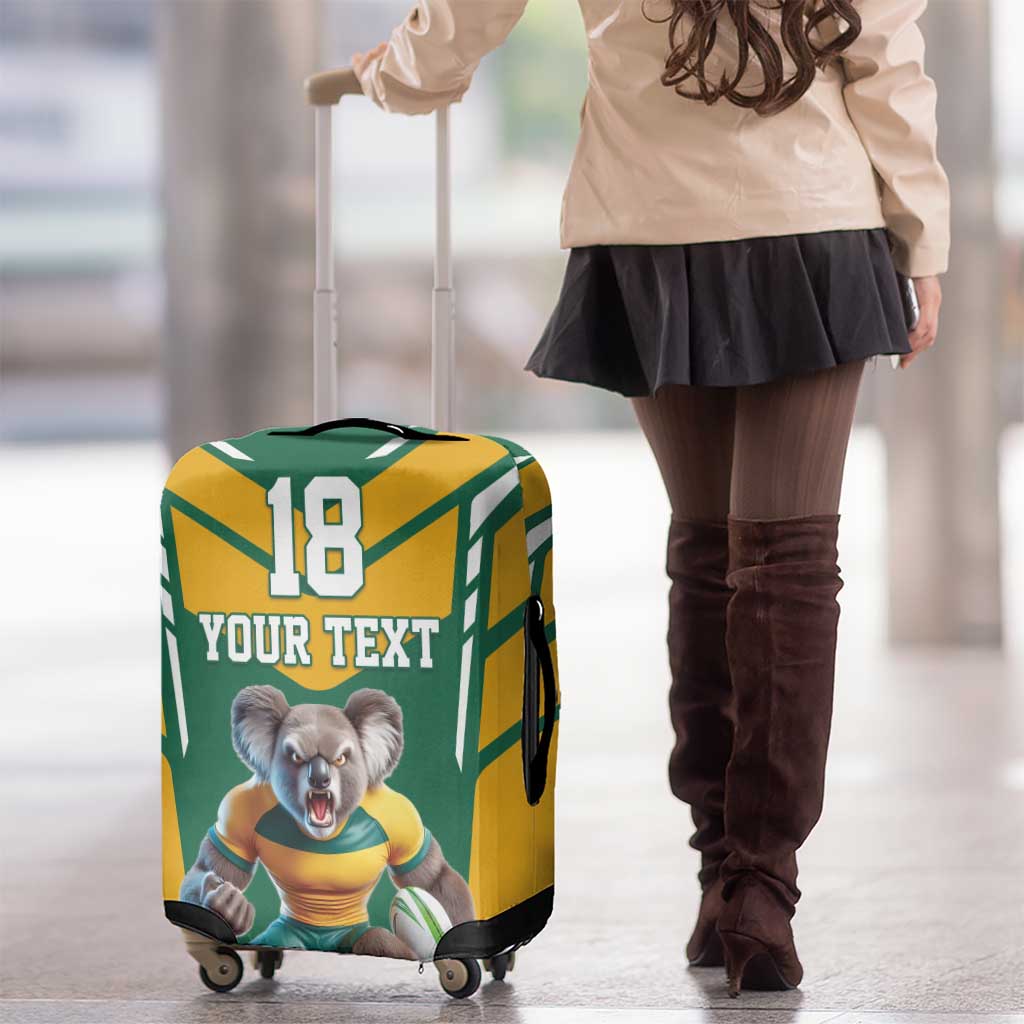 Custom Australia Rugby Luggage Cover Koala Mascot Sporty Style - Aussie Hoodie
