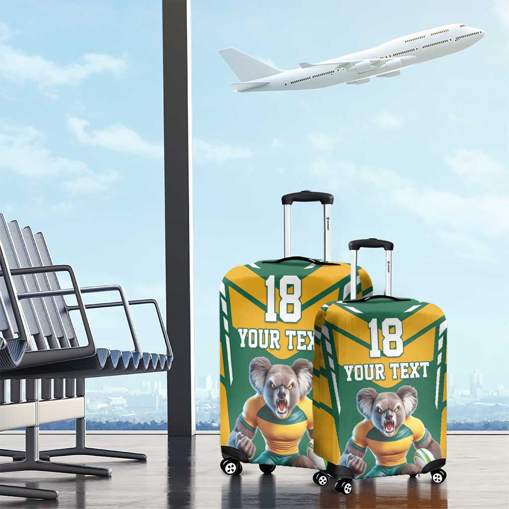 Custom Australia Rugby Luggage Cover Koala Mascot Sporty Style - Aussie Hoodie