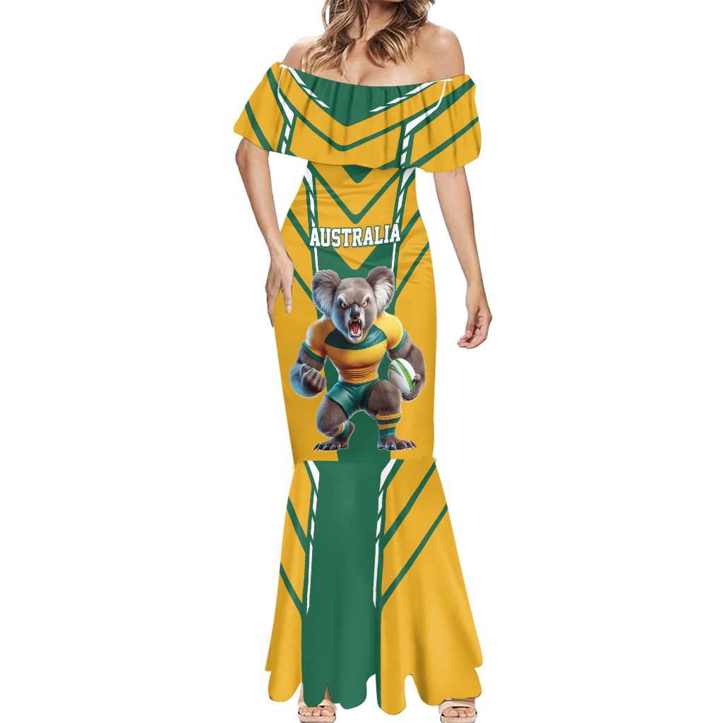 Custom Australia Rugby Mermaid Dress Koala Mascot Sporty Style - Aussie Hoodie