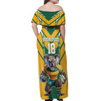 Custom Australia Rugby Off Shoulder Maxi Dress Koala Mascot Sporty Style - Aussie Hoodie