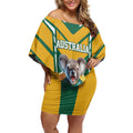 Custom Australia Rugby Off Shoulder Short Dress Koala Mascot Sporty Style - Aussie Hoodie