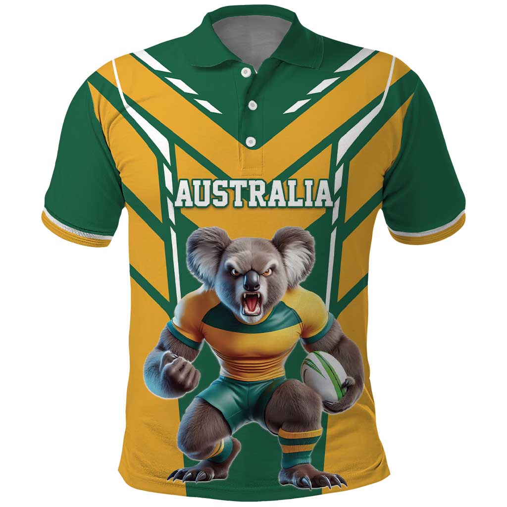Custom Australia Rugby Polo Shirt Koala Mascot Sporty Style - Aussie Hoodie