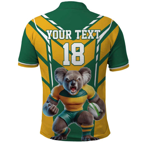 Custom Australia Rugby Polo Shirt Koala Mascot Sporty Style - Aussie Hoodie