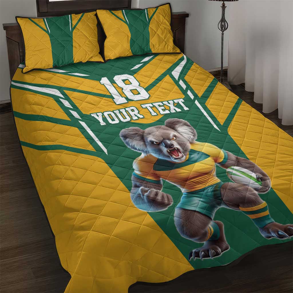 Custom Australia Rugby Quilt Bed Set Koala Mascot Sporty Style - Aussie Hoodie
