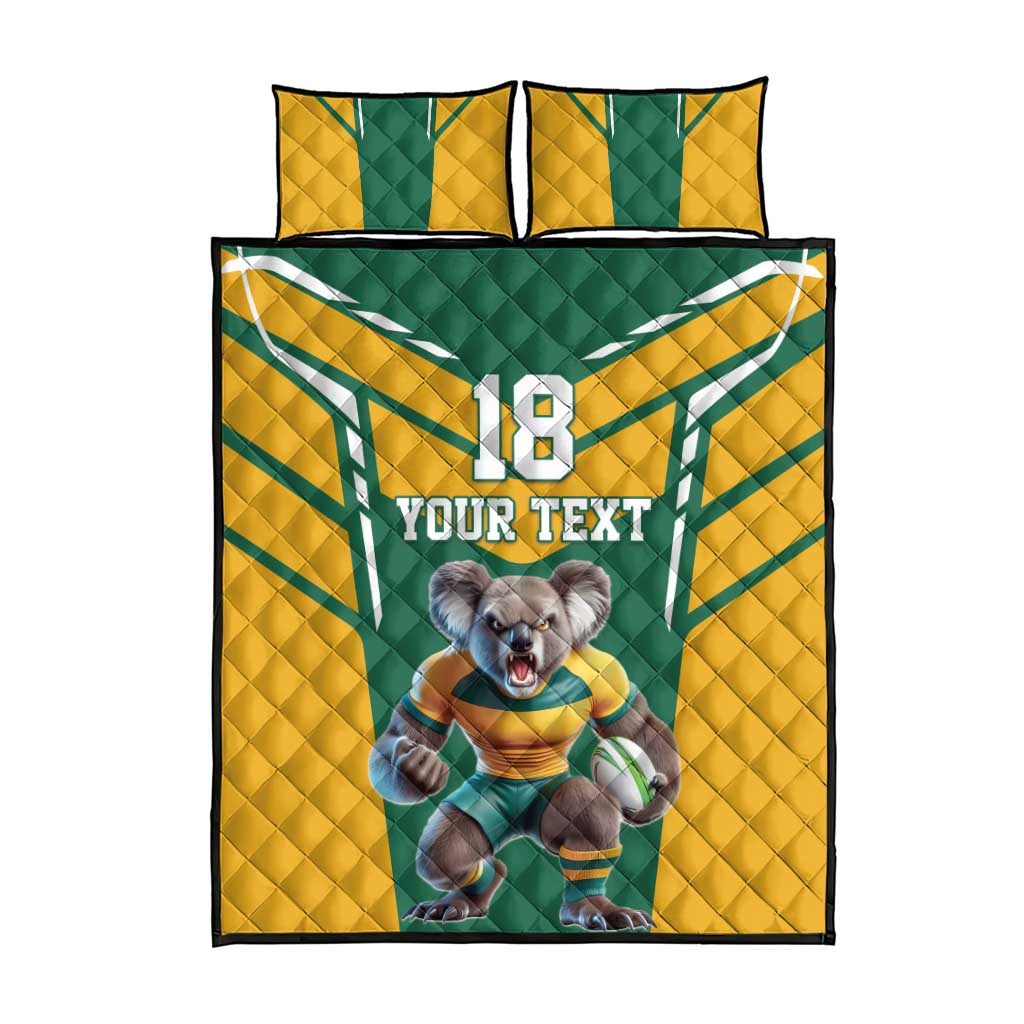 Custom Australia Rugby Quilt Bed Set Koala Mascot Sporty Style - Aussie Hoodie