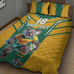 Custom Australia Rugby Quilt Bed Set Koala Mascot Sporty Style - Aussie Hoodie