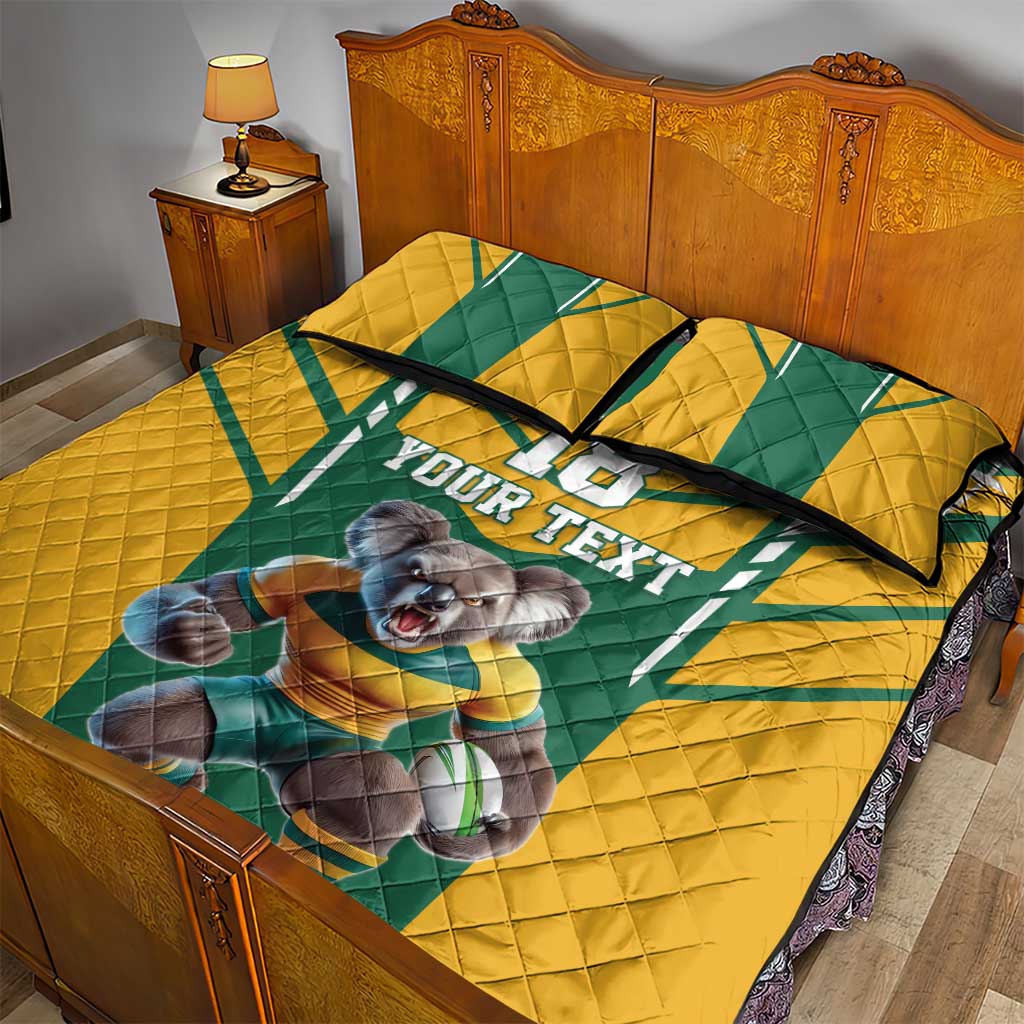 Custom Australia Rugby Quilt Bed Set Koala Mascot Sporty Style - Aussie Hoodie