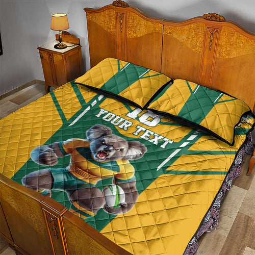 Custom Australia Rugby Quilt Bed Set Koala Mascot Sporty Style - Aussie Hoodie