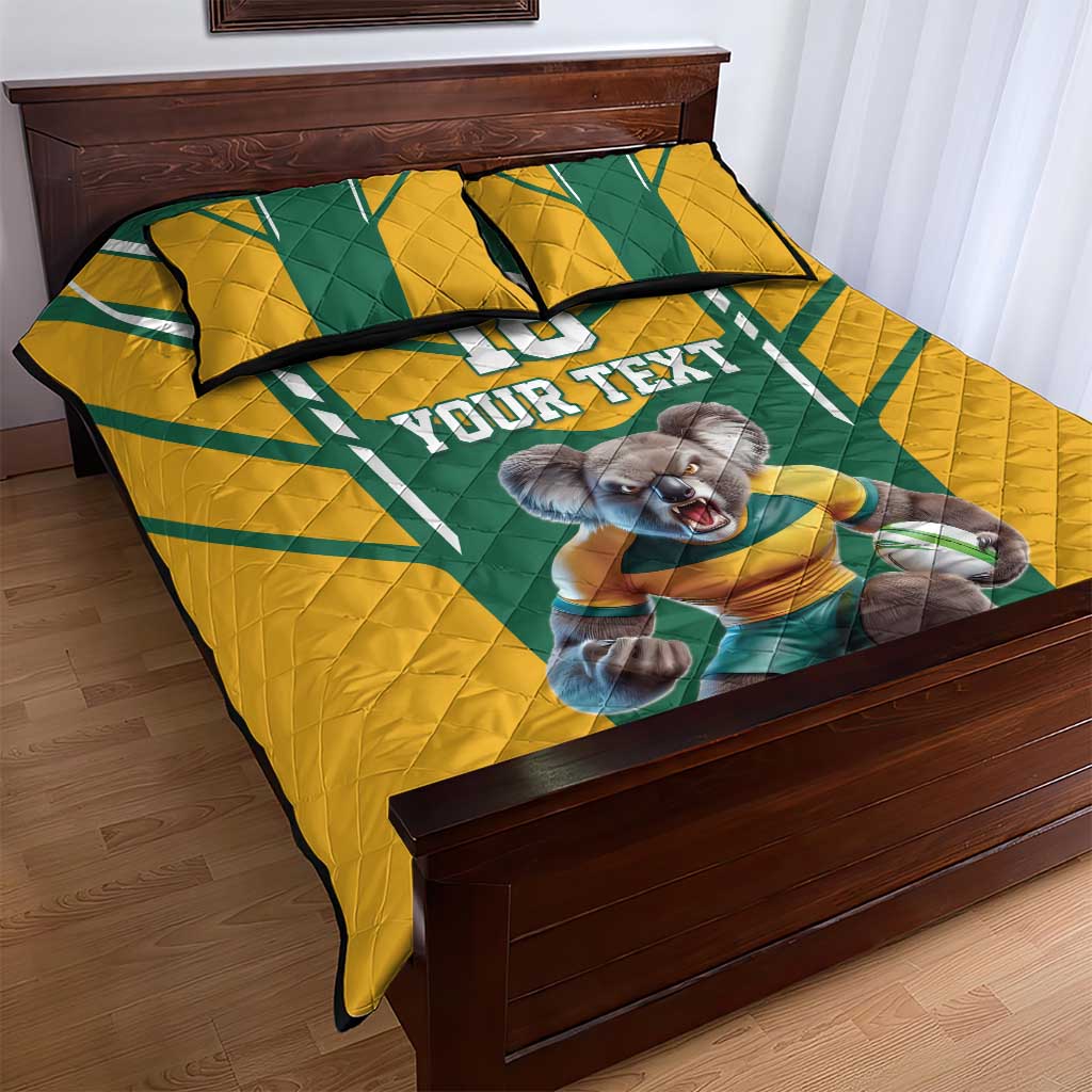Custom Australia Rugby Quilt Bed Set Koala Mascot Sporty Style - Aussie Hoodie