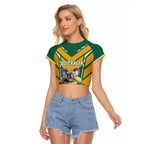 Custom Australia Rugby Raglan Cropped T Shirt Koala Mascot Sporty Style - Aussie Hoodie