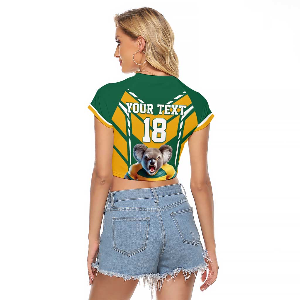 Custom Australia Rugby Raglan Cropped T Shirt Koala Mascot Sporty Style - Aussie Hoodie