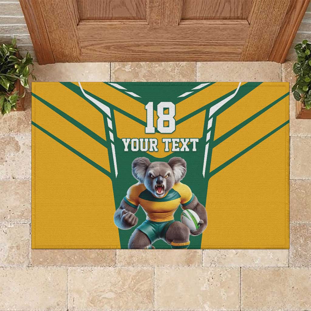 Custom Australia Rugby Rubber Doormat Koala Mascot Sporty Style - Aussie Hoodie