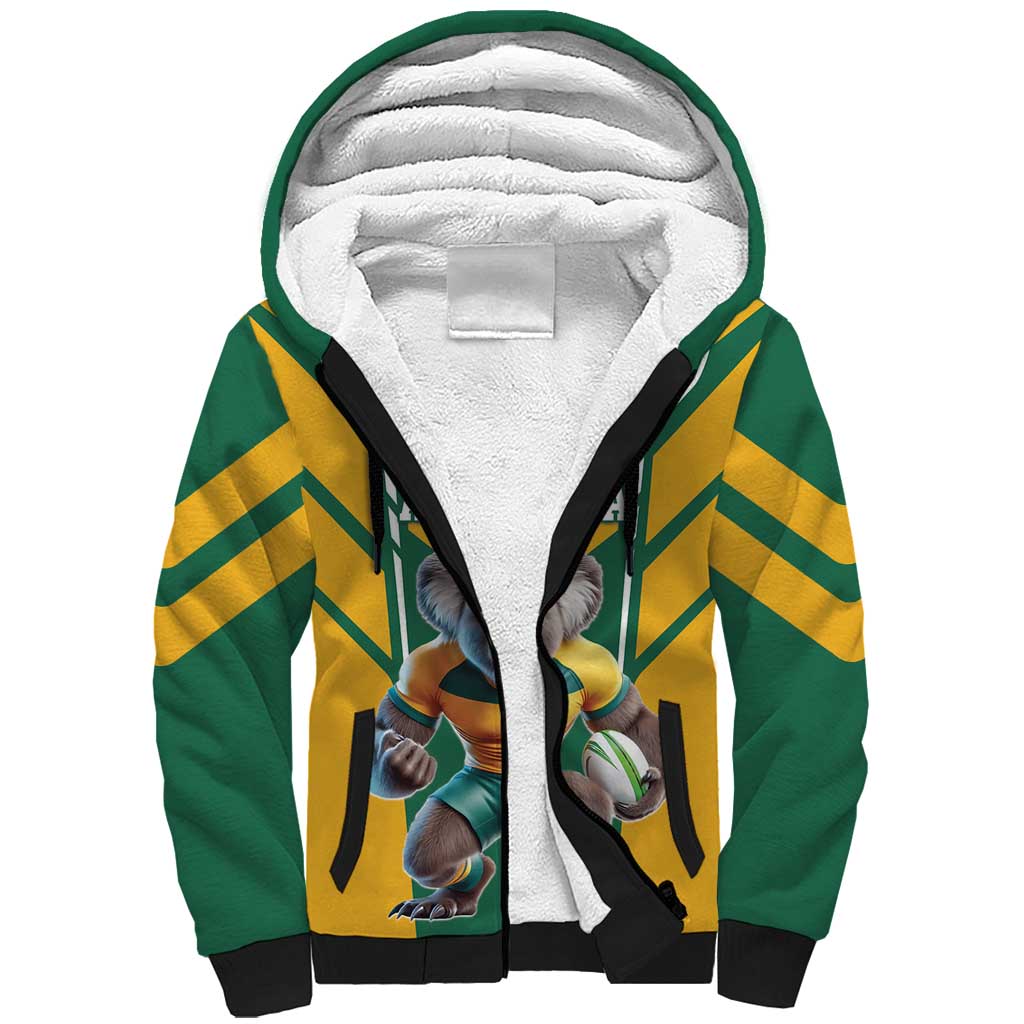 Custom Australia Rugby Sherpa Hoodie Koala Mascot Sporty Style - Aussie Hoodie
