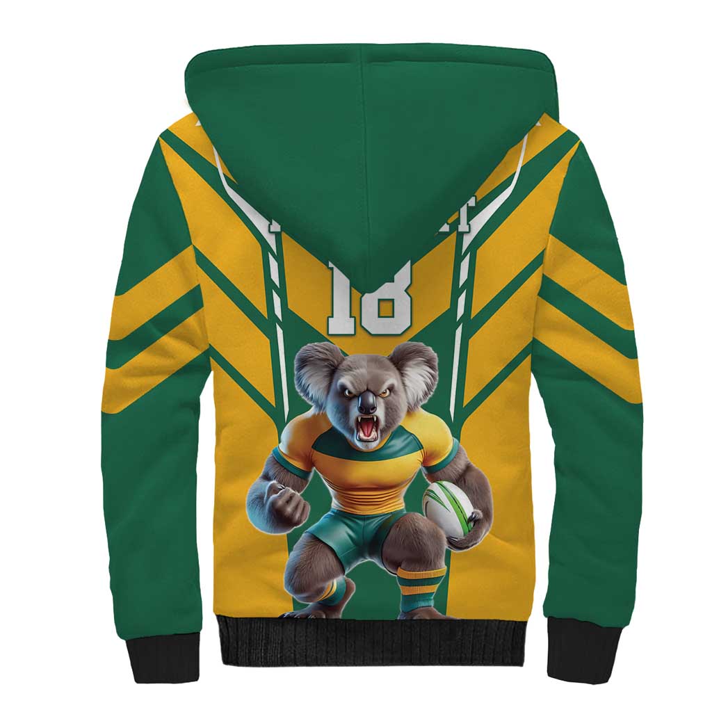 Custom Australia Rugby Sherpa Hoodie Koala Mascot Sporty Style - Aussie Hoodie