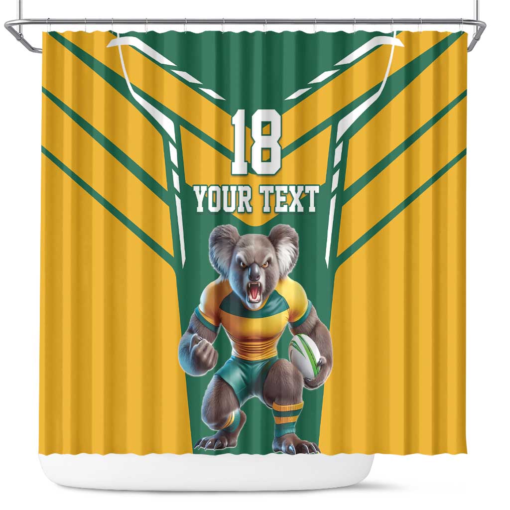Custom Australia Rugby Shower Curtain Koala Mascot Sporty Style - Aussie Hoodie