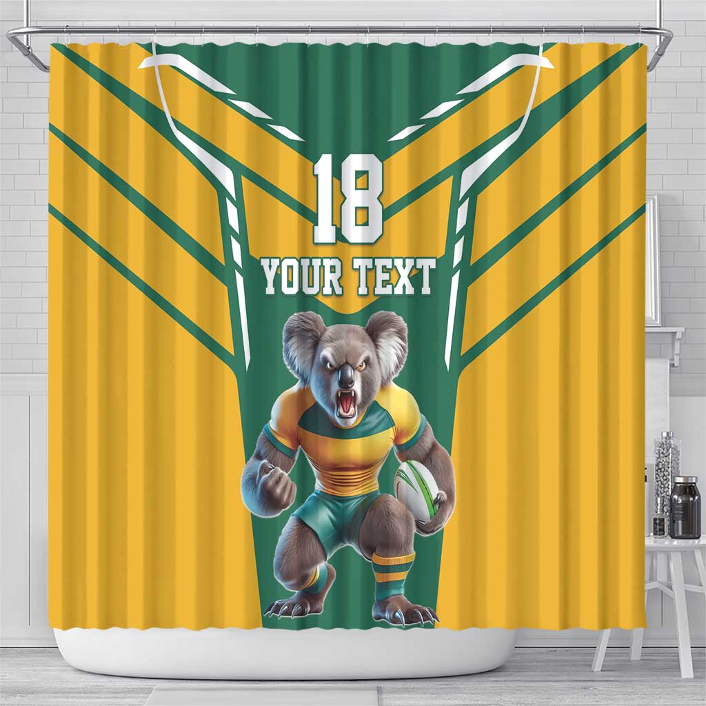 Custom Australia Rugby Shower Curtain Koala Mascot Sporty Style - Aussie Hoodie