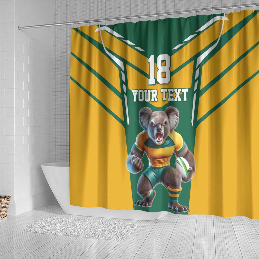 Custom Australia Rugby Shower Curtain Koala Mascot Sporty Style - Aussie Hoodie