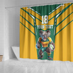 Custom Australia Rugby Shower Curtain Koala Mascot Sporty Style - Aussie Hoodie