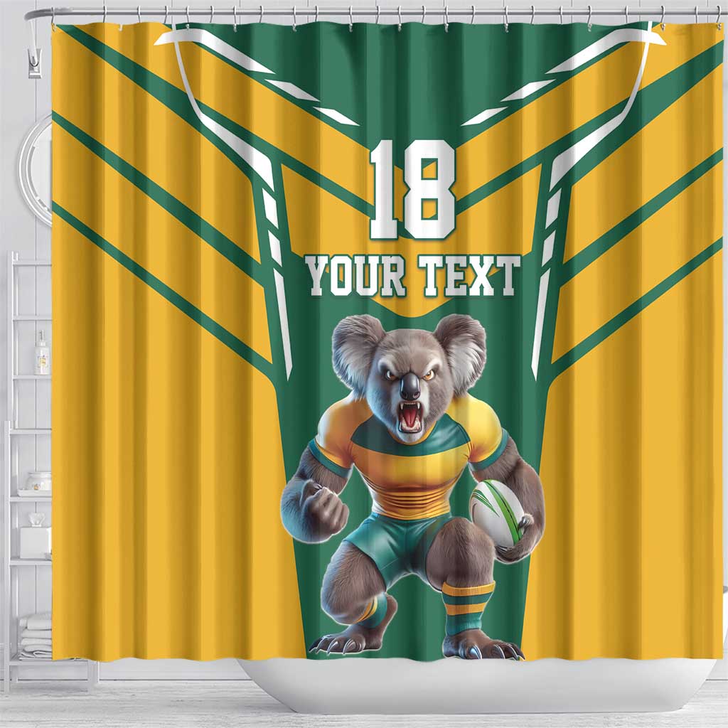 Custom Australia Rugby Shower Curtain Koala Mascot Sporty Style - Aussie Hoodie