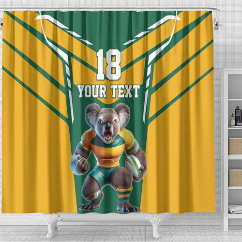 Custom Australia Rugby Shower Curtain Koala Mascot Sporty Style - Aussie Hoodie
