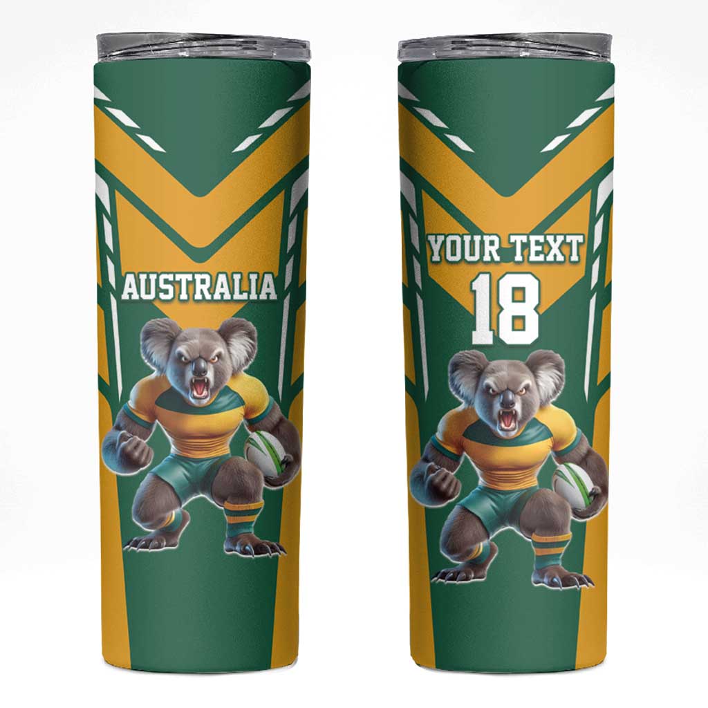 Custom Australia Rugby Skinny Tumbler Koala Mascot Sporty Style - Aussie Hoodie