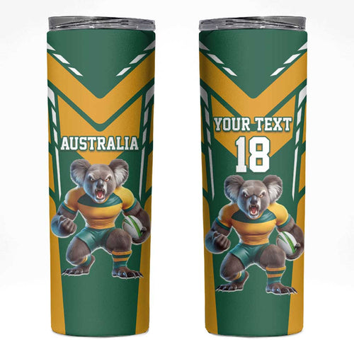 Custom Australia Rugby Skinny Tumbler Koala Mascot Sporty Style - Aussie Hoodie