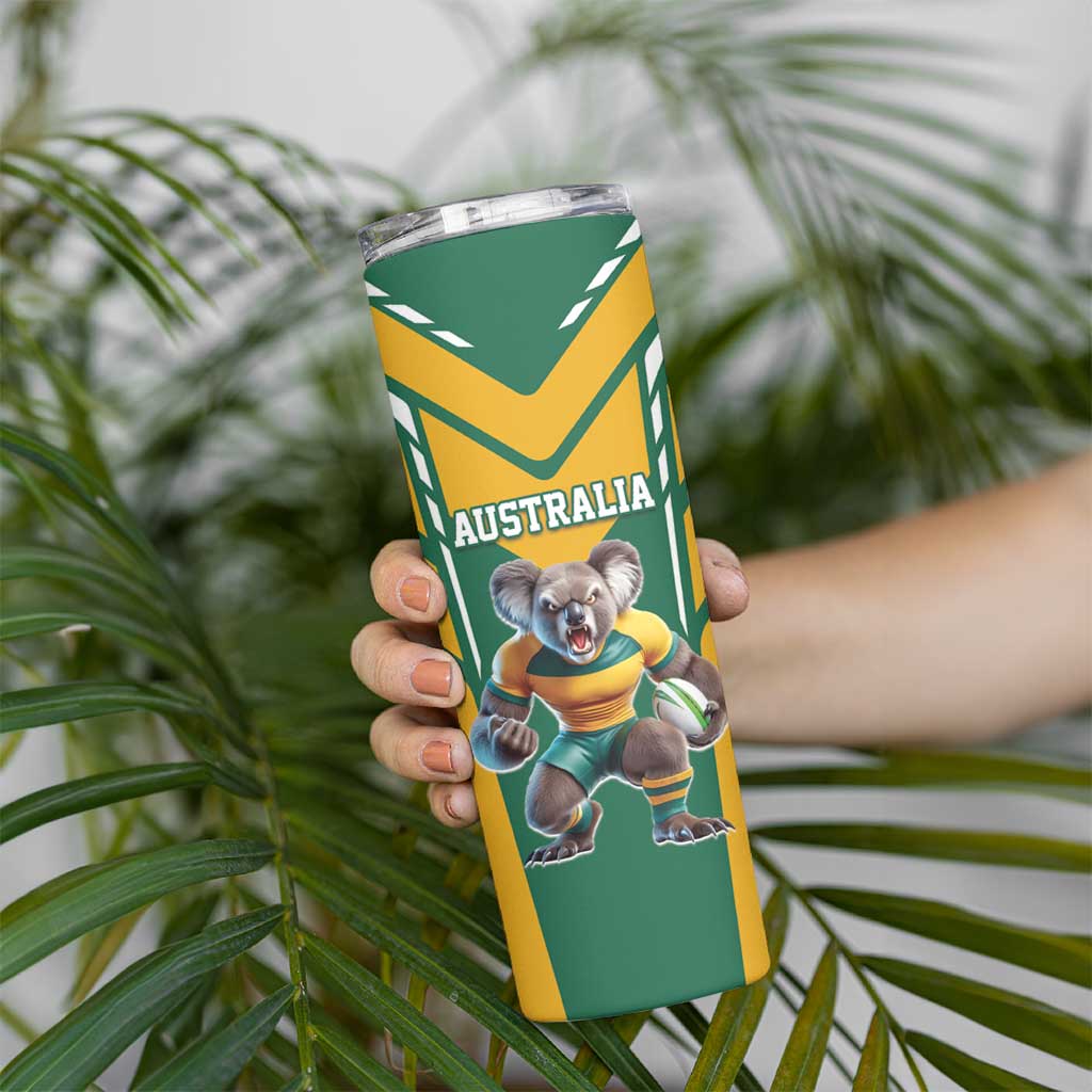 Custom Australia Rugby Skinny Tumbler Koala Mascot Sporty Style - Aussie Hoodie