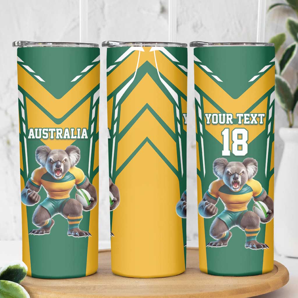 Custom Australia Rugby Skinny Tumbler Koala Mascot Sporty Style - Aussie Hoodie