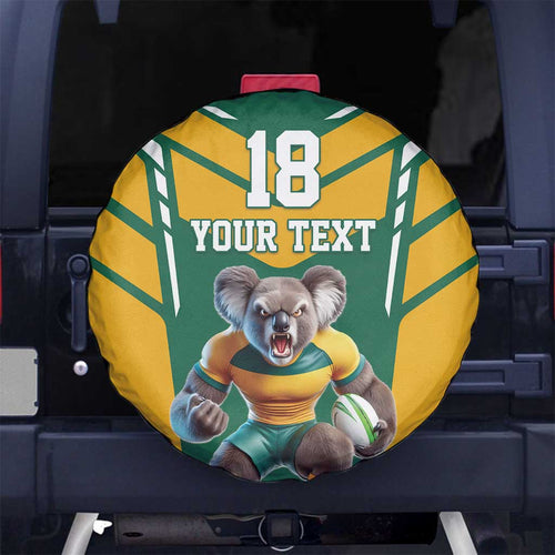 Custom Australia Rugby Spare Tire Cover Koala Mascot Sporty Style - Aussie Hoodie