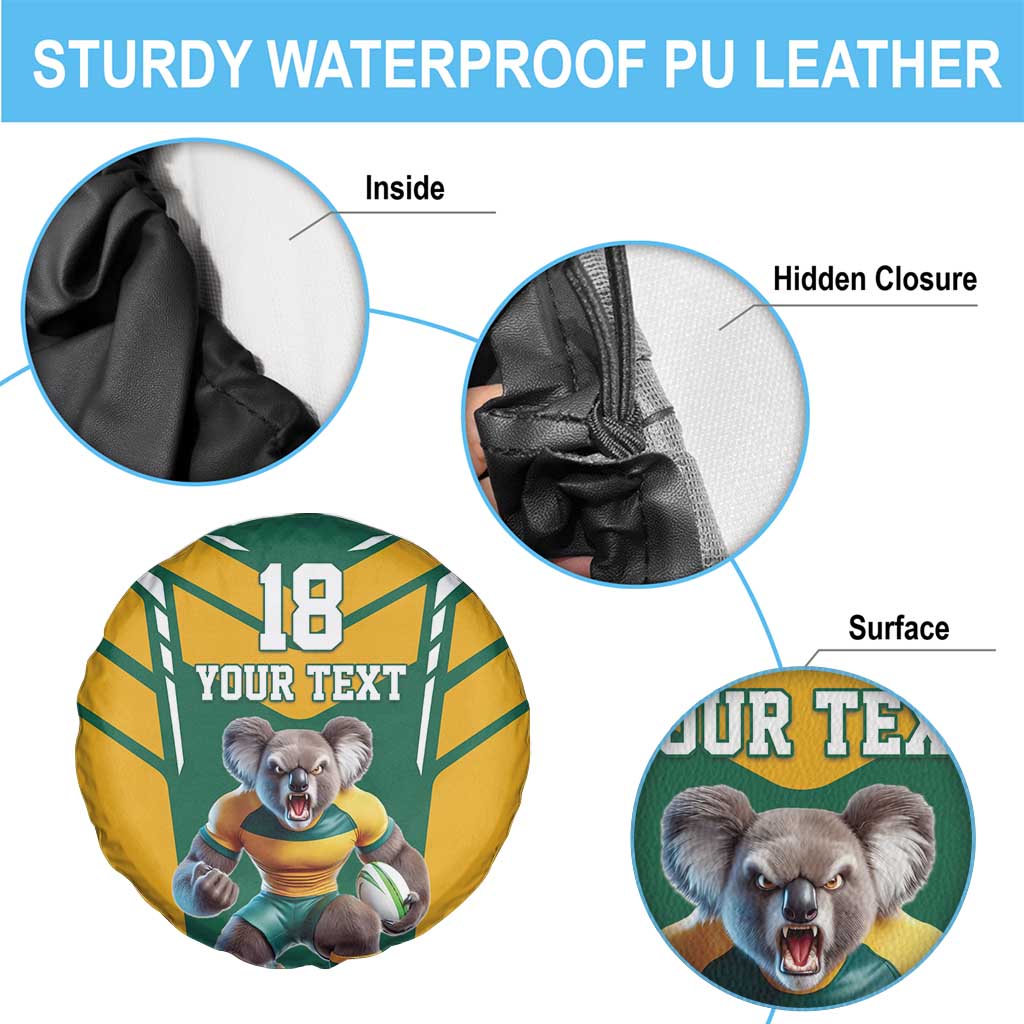 Custom Australia Rugby Spare Tire Cover Koala Mascot Sporty Style - Aussie Hoodie