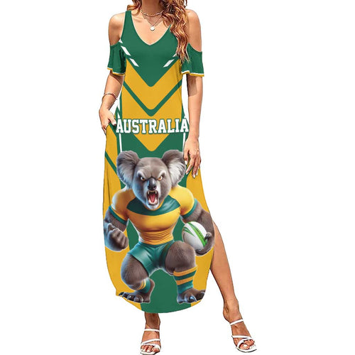Custom Australia Rugby Summer Maxi Dress Koala Mascot Sporty Style - Aussie Hoodie