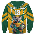 Custom Australia Rugby Sweatshirt Koala Mascot Sporty Style - Aussie Hoodie