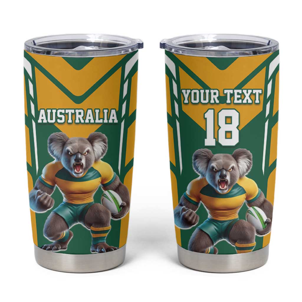 Custom Australia Rugby Tumbler Cup Koala Mascot Sporty Style - Aussie Hoodie