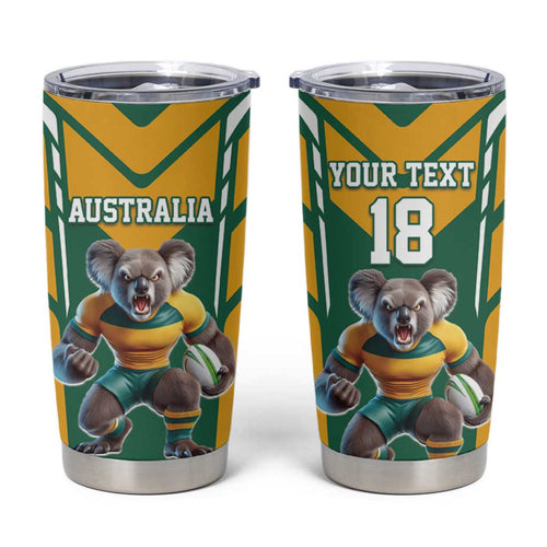 Custom Australia Rugby Tumbler Cup Koala Mascot Sporty Style - Aussie Hoodie