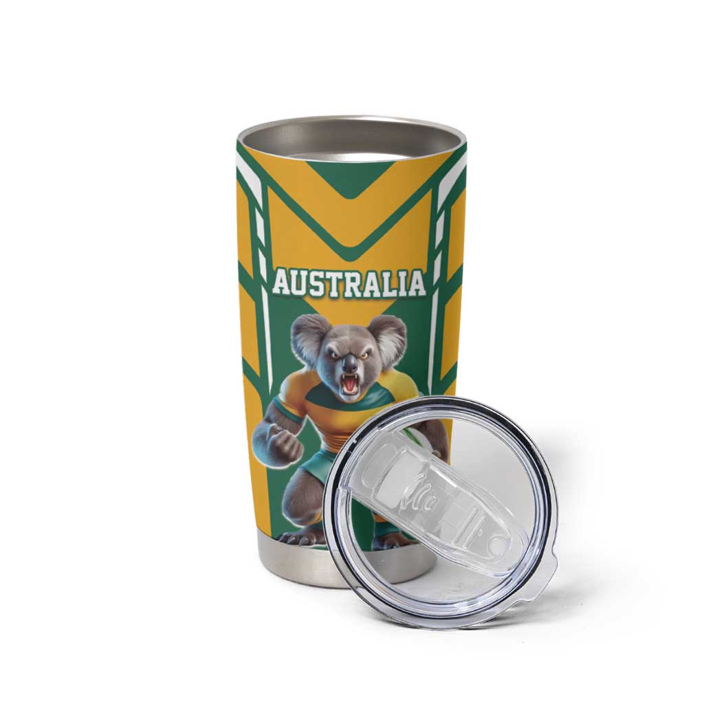 Custom Australia Rugby Tumbler Cup Koala Mascot Sporty Style - Aussie Hoodie