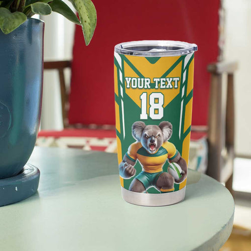 Custom Australia Rugby Tumbler Cup Koala Mascot Sporty Style - Aussie Hoodie