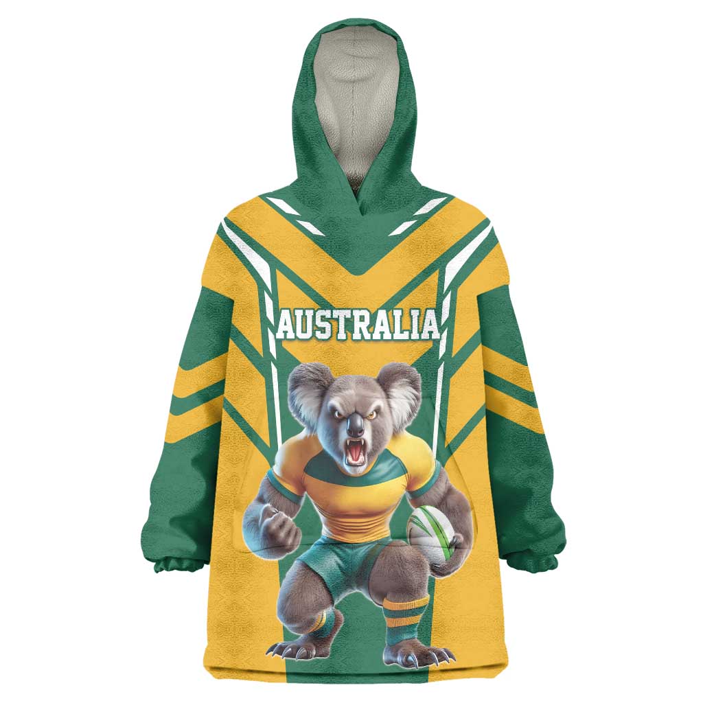 Custom Australia Rugby Wearable Blanket Hoodie Koala Mascot Sporty Style - Aussie Hoodie