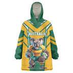 Custom Australia Rugby Wearable Blanket Hoodie Koala Mascot Sporty Style - Aussie Hoodie
