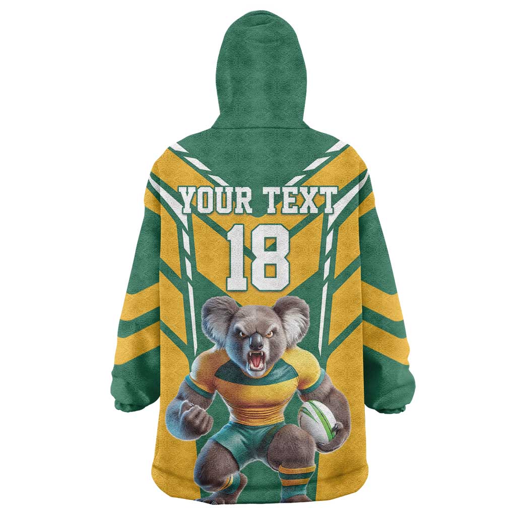 Custom Australia Rugby Wearable Blanket Hoodie Koala Mascot Sporty Style - Aussie Hoodie