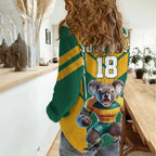 Custom Australia Rugby Women Casual Shirt Koala Mascot Sporty Style - Aussie Hoodie