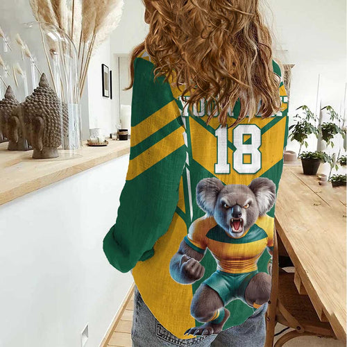Custom Australia Rugby Women Casual Shirt Koala Mascot Sporty Style - Aussie Hoodie
