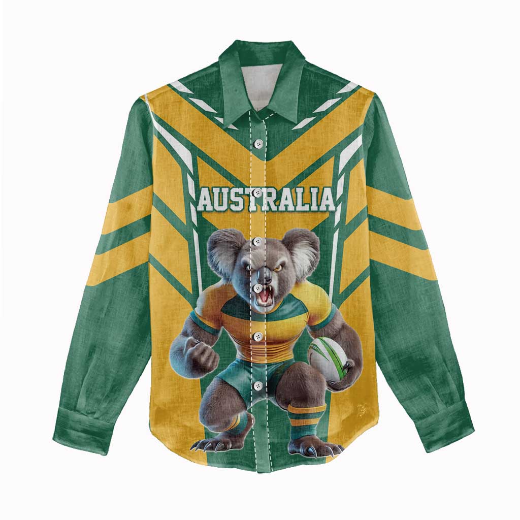Custom Australia Rugby Women Casual Shirt Koala Mascot Sporty Style - Aussie Hoodie