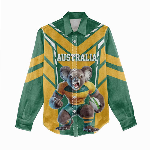 Custom Australia Rugby Women Casual Shirt Koala Mascot Sporty Style - Aussie Hoodie