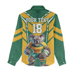 Custom Australia Rugby Women Casual Shirt Koala Mascot Sporty Style - Aussie Hoodie