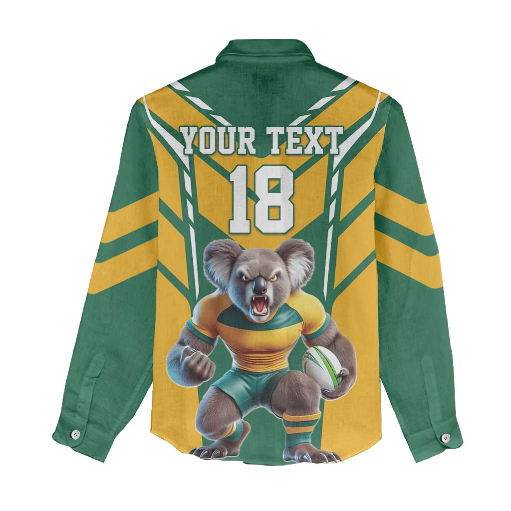 Custom Australia Rugby Women Casual Shirt Koala Mascot Sporty Style - Aussie Hoodie