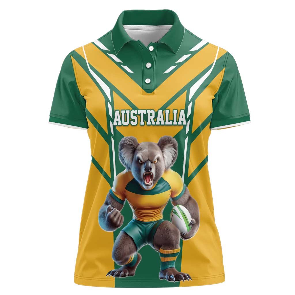 Custom Australia Rugby Women Polo Shirt Koala Mascot Sporty Style - Aussie Hoodie