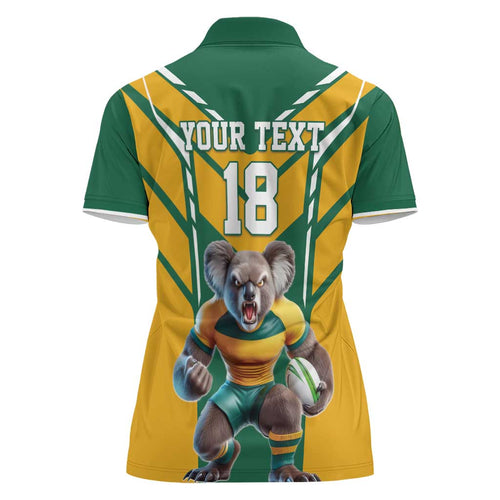 Custom Australia Rugby Women Polo Shirt Koala Mascot Sporty Style - Aussie Hoodie