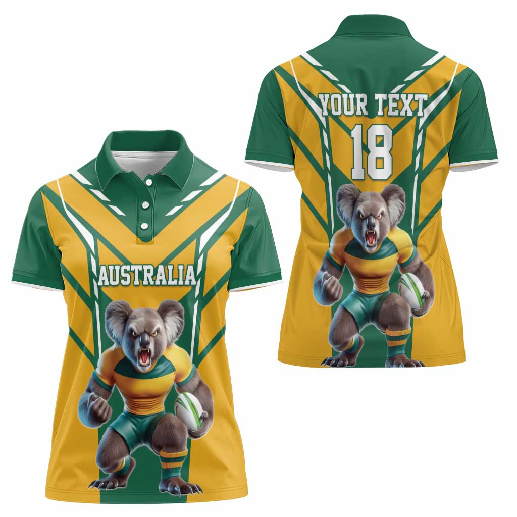 Custom Australia Rugby Women Polo Shirt Koala Mascot Sporty Style - Aussie Hoodie