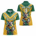 Custom Australia Rugby Women Polo Shirt Koala Mascot Sporty Style - Aussie Hoodie